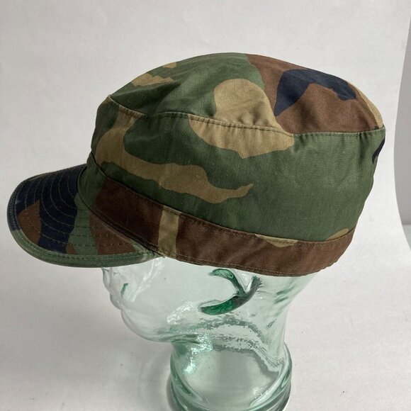 US Army Cap Camouflage Pattern Class 1 Hat 7-1/4 Woodland Winter Cold Weather - Picture 2 of 8